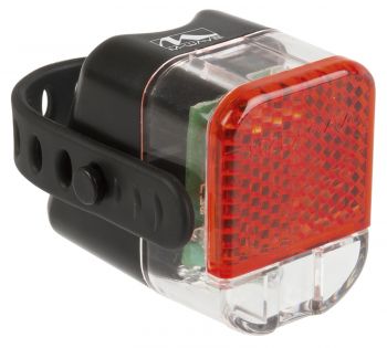 Hátsó lámpa, villogó elemes Helios 1 LED, 2 funkció M-Wave
